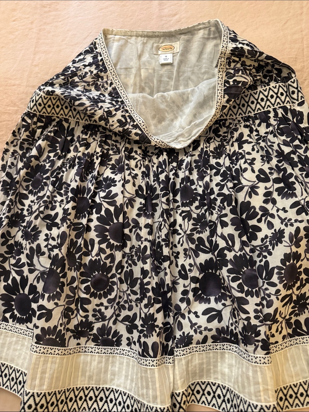 Talbots Black Floral cotton skirt size 12